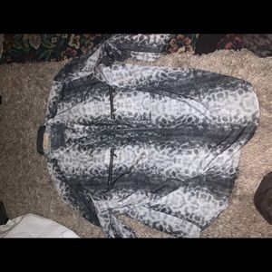 Michael Kors exotic snake print quarter zip blouse